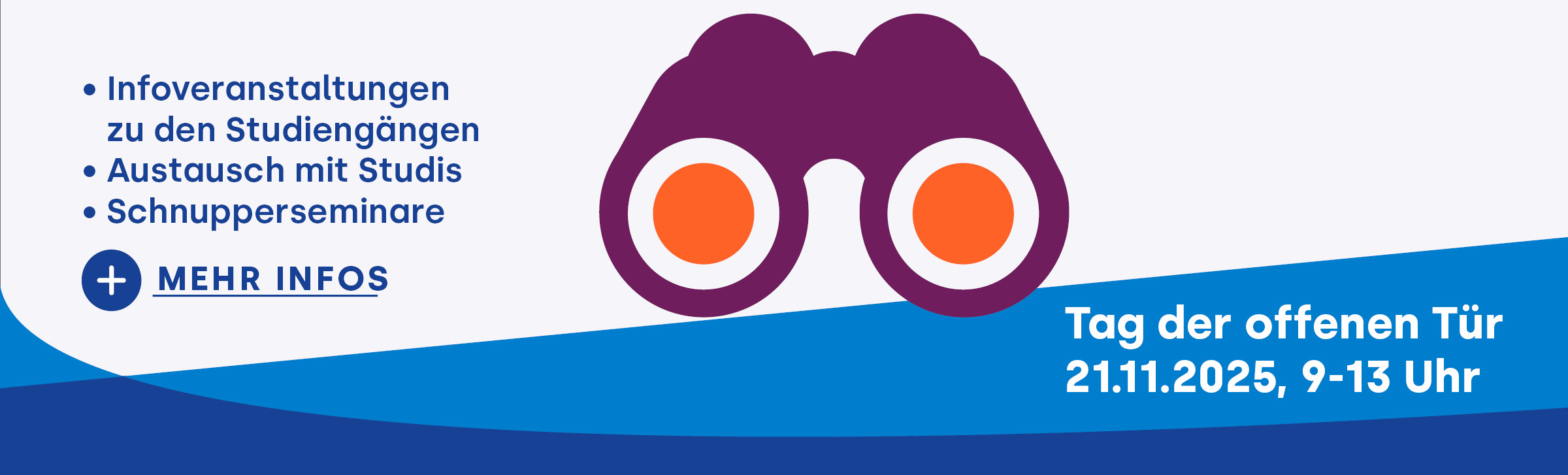 Das Bild zeigt Informationen zum Tag der offenen Tür an der Hochschule EvH Bochum am 21.11.2025